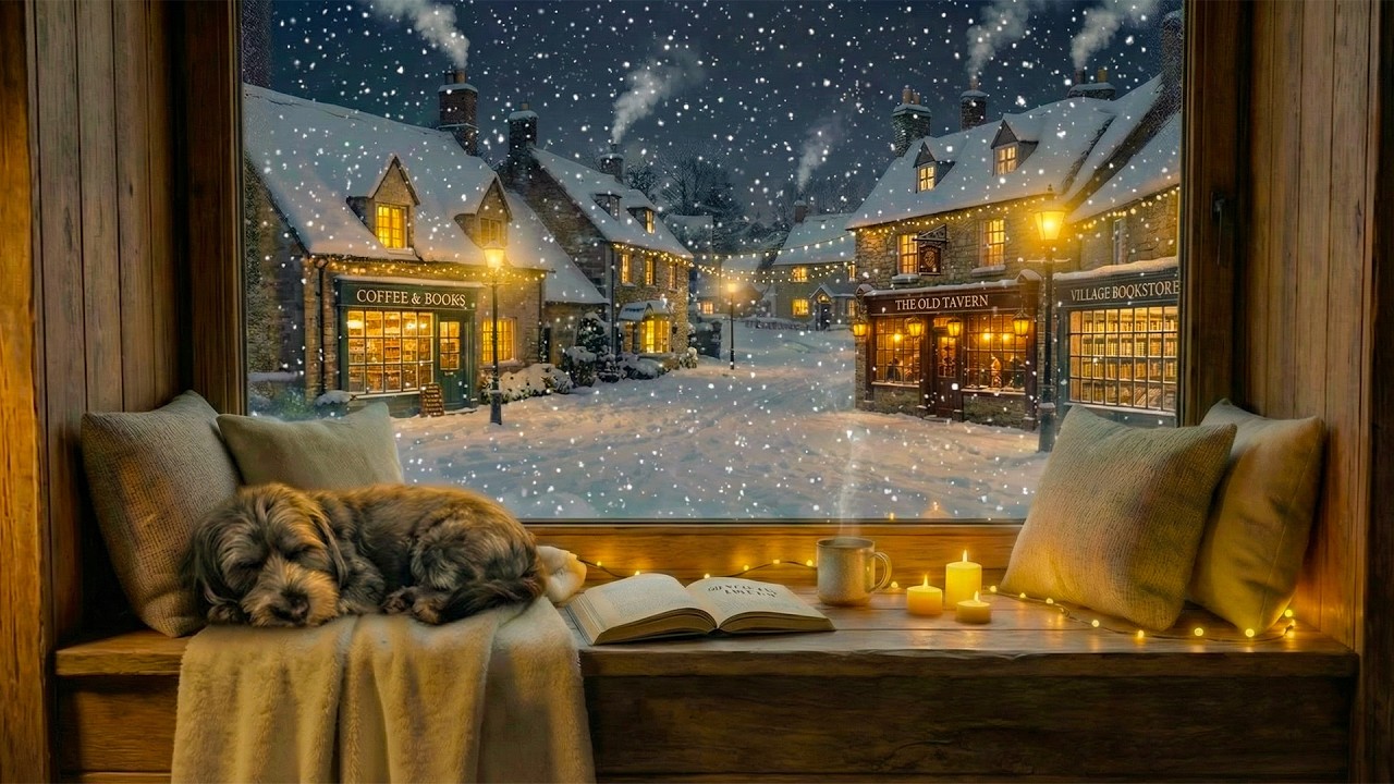 Cozy Winter Village Snowstorm ❄️ 9 Hours of Wind & Snow Sounds for Deep Sleep