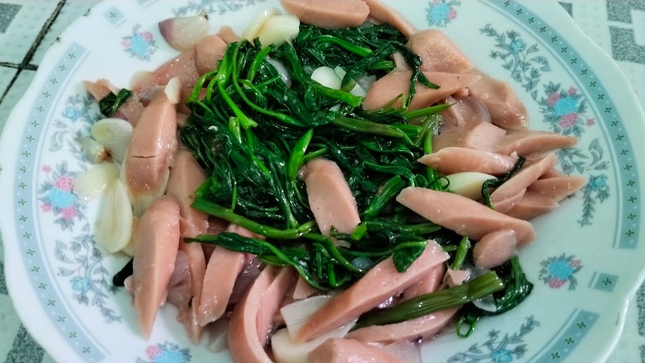 Gak pernah bosan kangkung dimasak seperti ini dicampur sosis ‼️ Tumis kangkung sosis