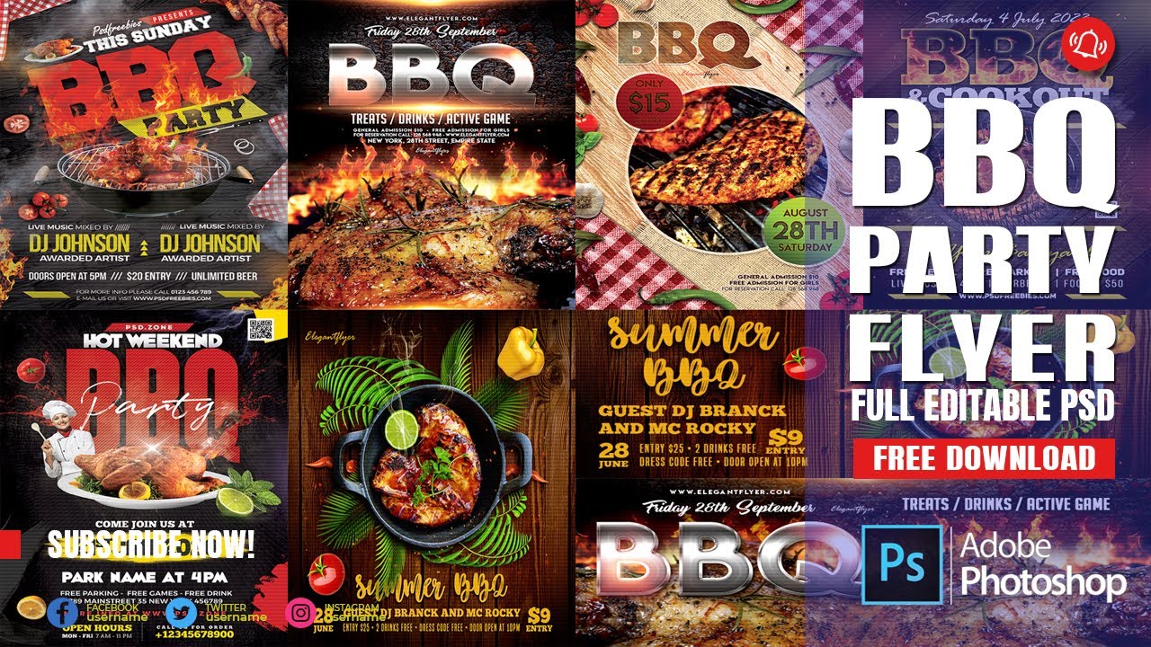 BBQ Party Flyer Template PSD | BBQ Template PSD Free