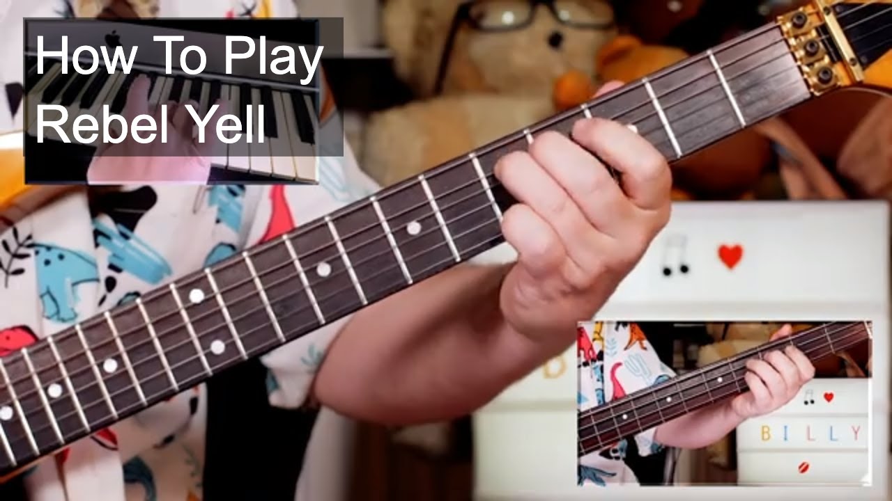 'Rebel Yell' Billy Idol Guitar & Bass Lesson With Keyboard Intro