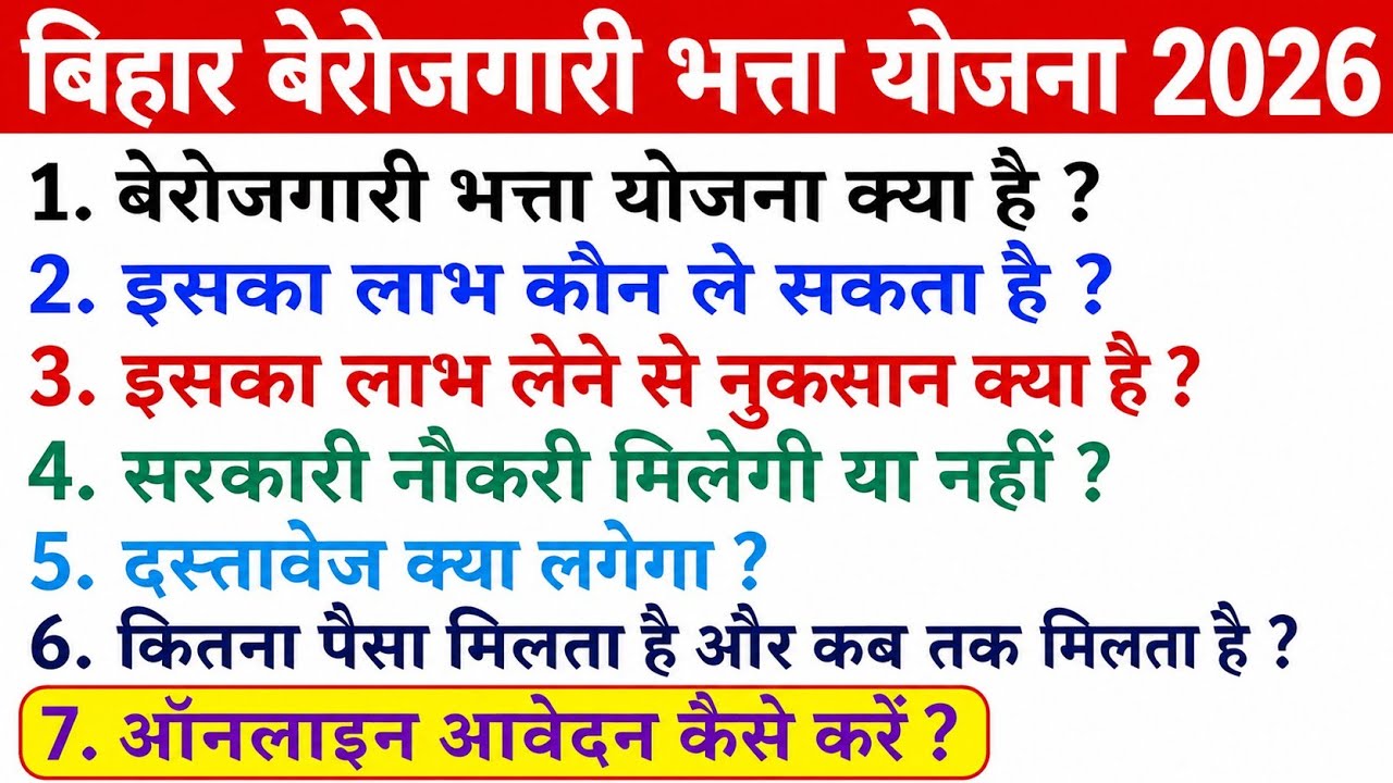 🔥Bihar Berojgari Bhatta Yojana 2026 Kya Hai? | Online Apply Kaise Kare | पूरी जानकारी 