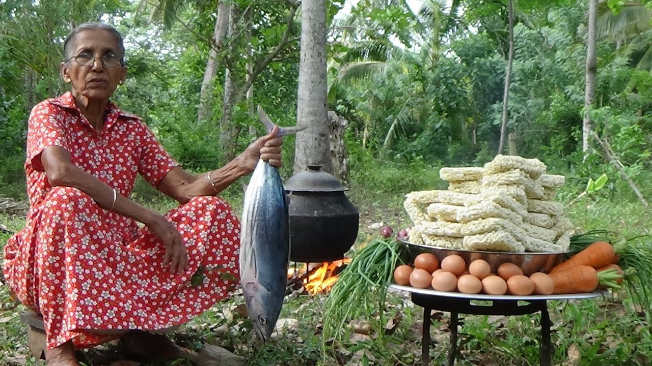 Tuna Fish Noodles - cooking 50 instant noodles in my village by Grandma