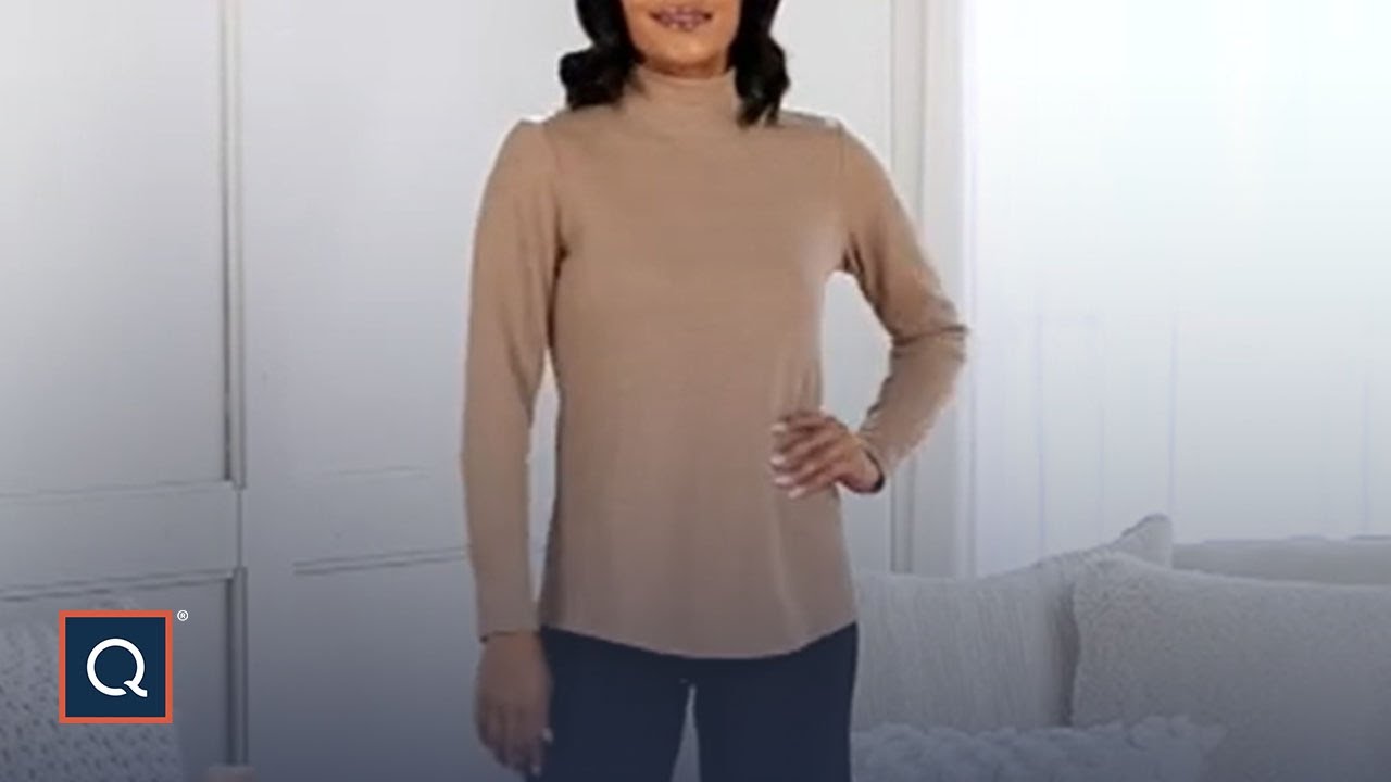 Susan Graver Lifestyle Melange Rib Long-Sleeve Mock-Neck Top | QVC