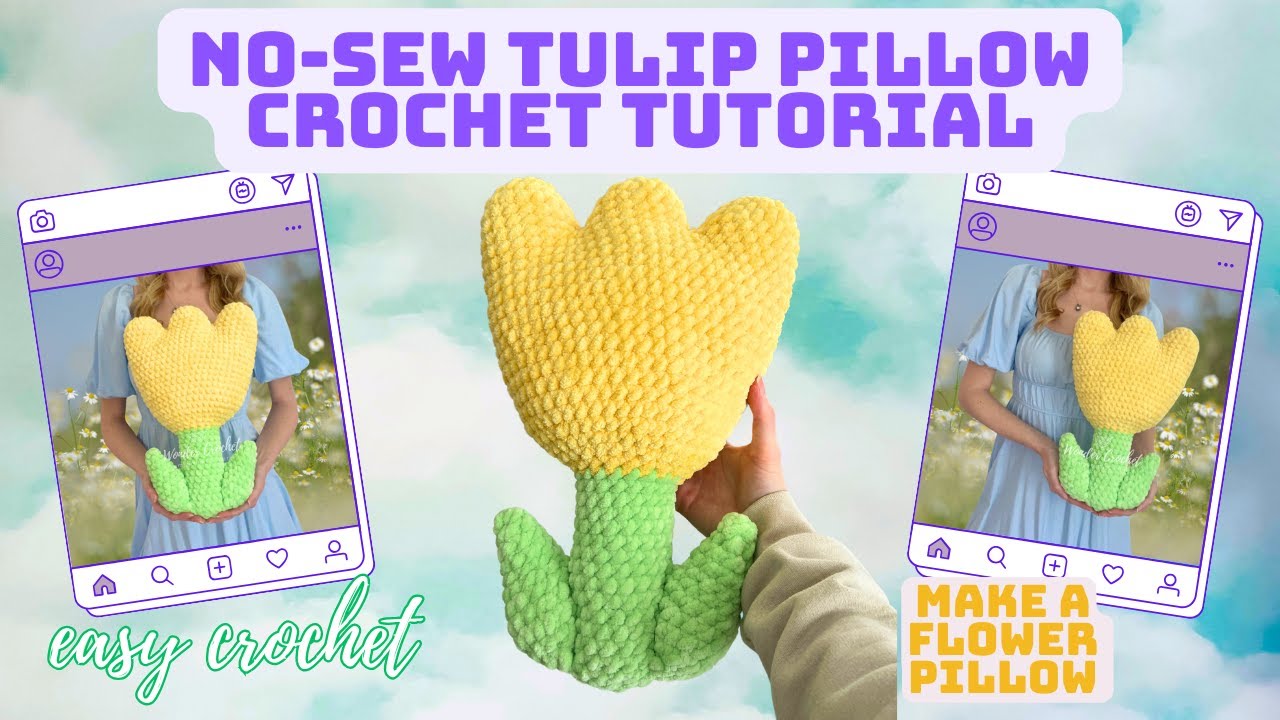 Easy No-Sew Crochet Tulip Pillow: Perfect Spring Project