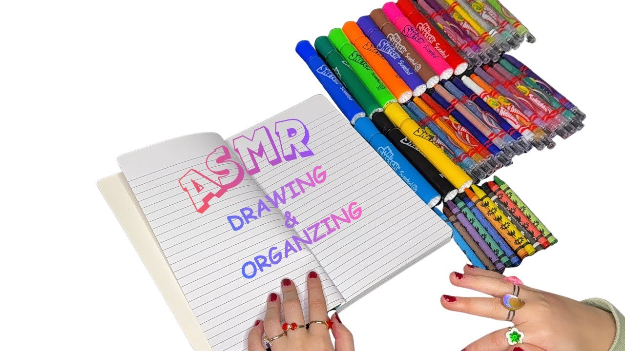 Relaxing ASMR - Organizing Markers/Crayons and Drawing you a Picture (Whispering)