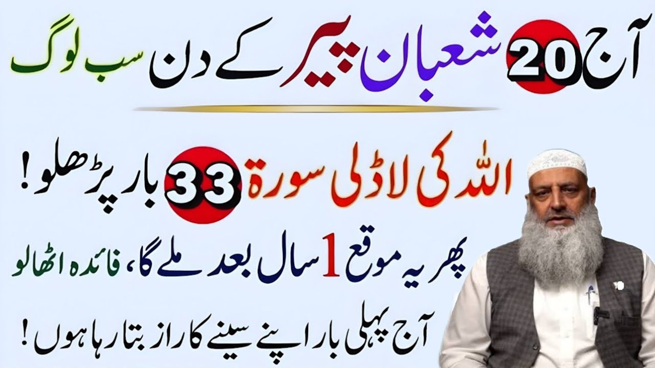 Aaj Ka Khas Mauqa! 20 Shaban Peer | Allah Ki Mehboob Surah 33 Bar | Dr Hammad Lakhvi