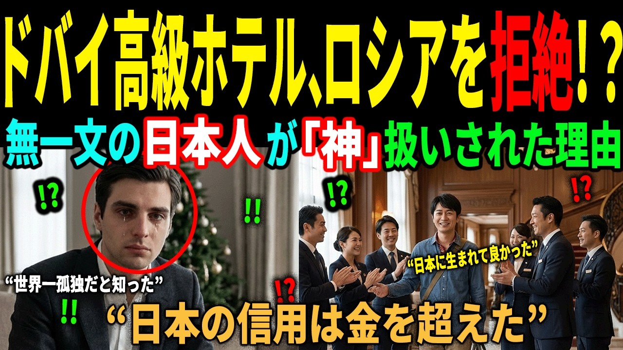 【海外の反応】ロシアの大富豪を拒否したドバイ高級ホテル！ しかしボロボロの日本人はスイートルームへ案内された驚愕の理由｜海外感動ストーリー｜AI物語｜海外感動秘話