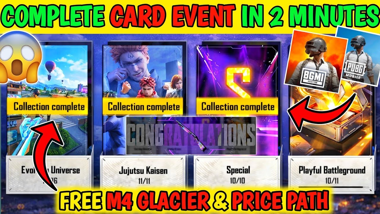 OMG 🔥 COMPLETE CARD COLLECTION EVENT in 2 Min  😱 Get Evacuation & GOJO Card🔥Bgmi Card Event Explain 