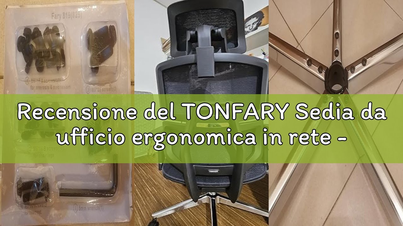 Recensione del TONFARY Sedia da ufficio ergonomica in rete - Schienale alto traspirante, supporto lo