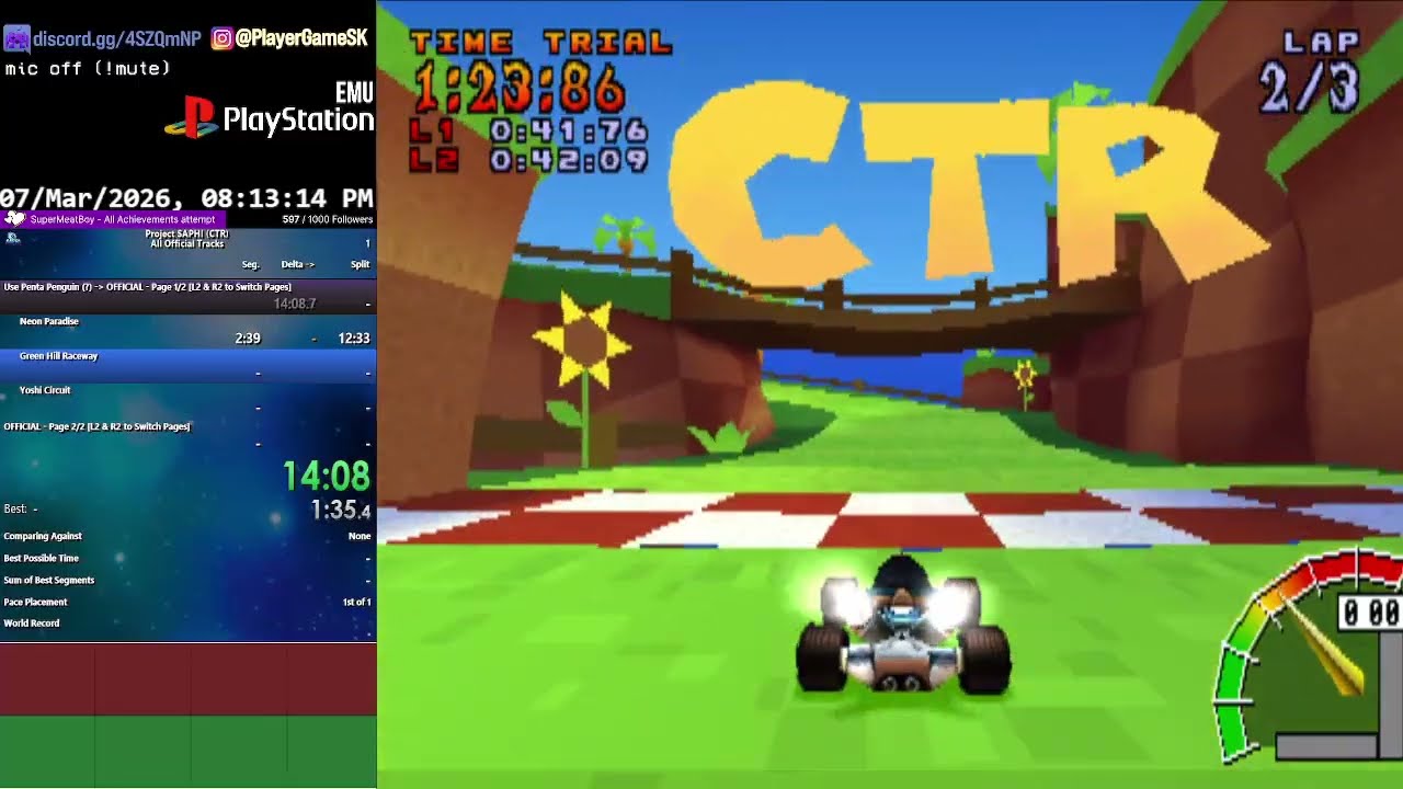 ⏱️ Project SAPHI (CTR) - All Official Tracks (Penta) in 1:07:58 [for PlayStation Community race]