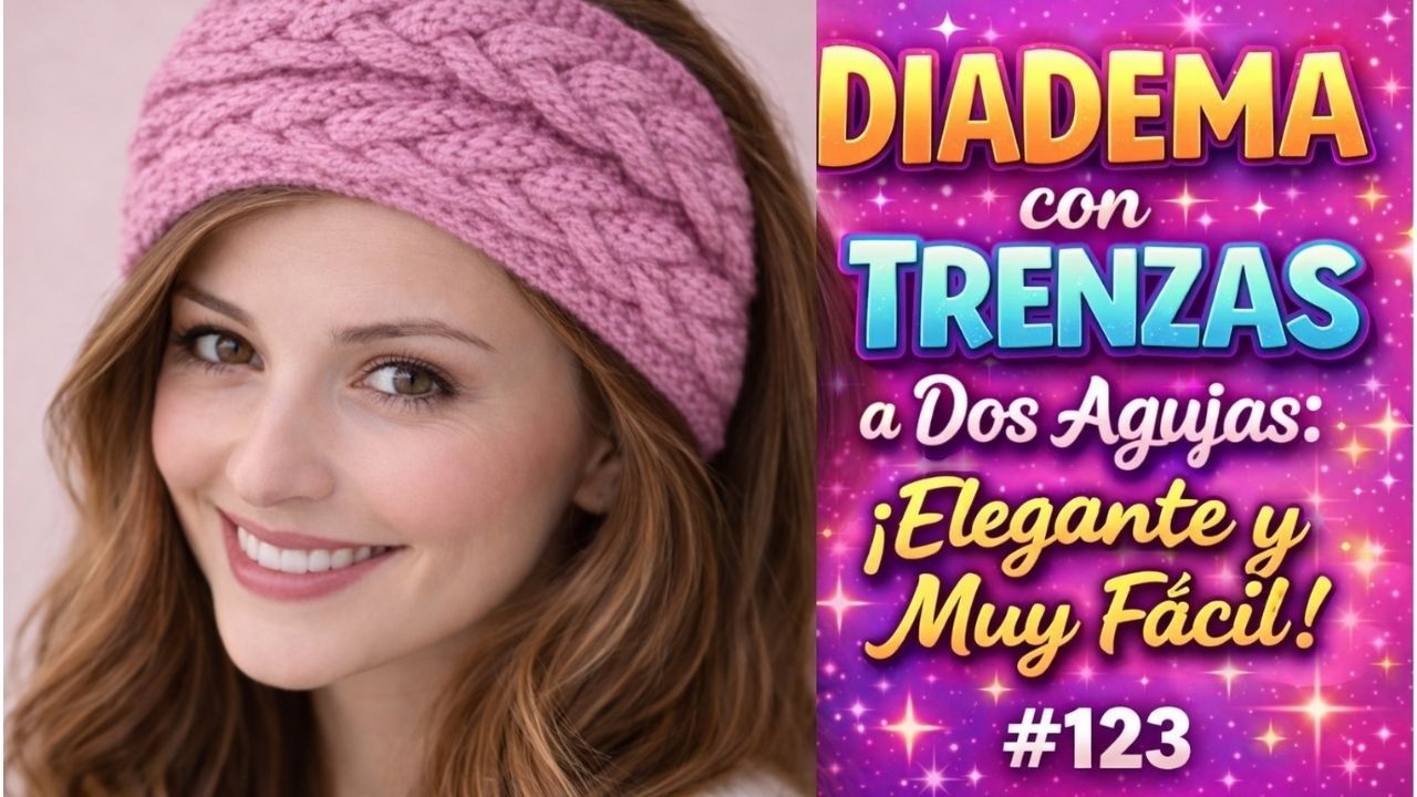 Diadema con Trenzas a dos agujas ¡Elegante y muy Fácil!
