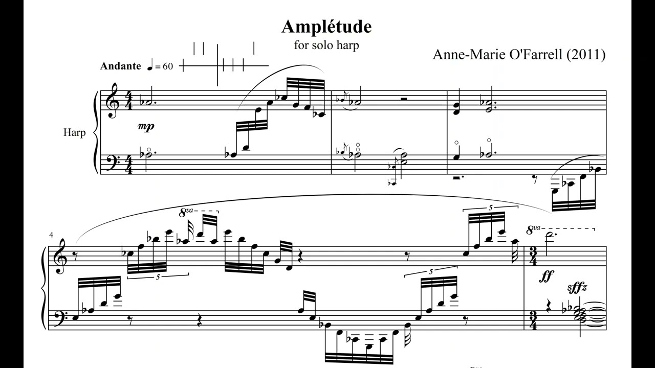 Amplétude for pedal harp by Anne-Marie O'Farrell