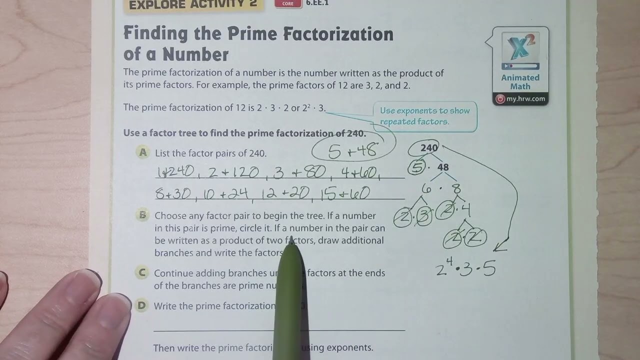 6th Grade Lesson 9 2 Prime Factorization