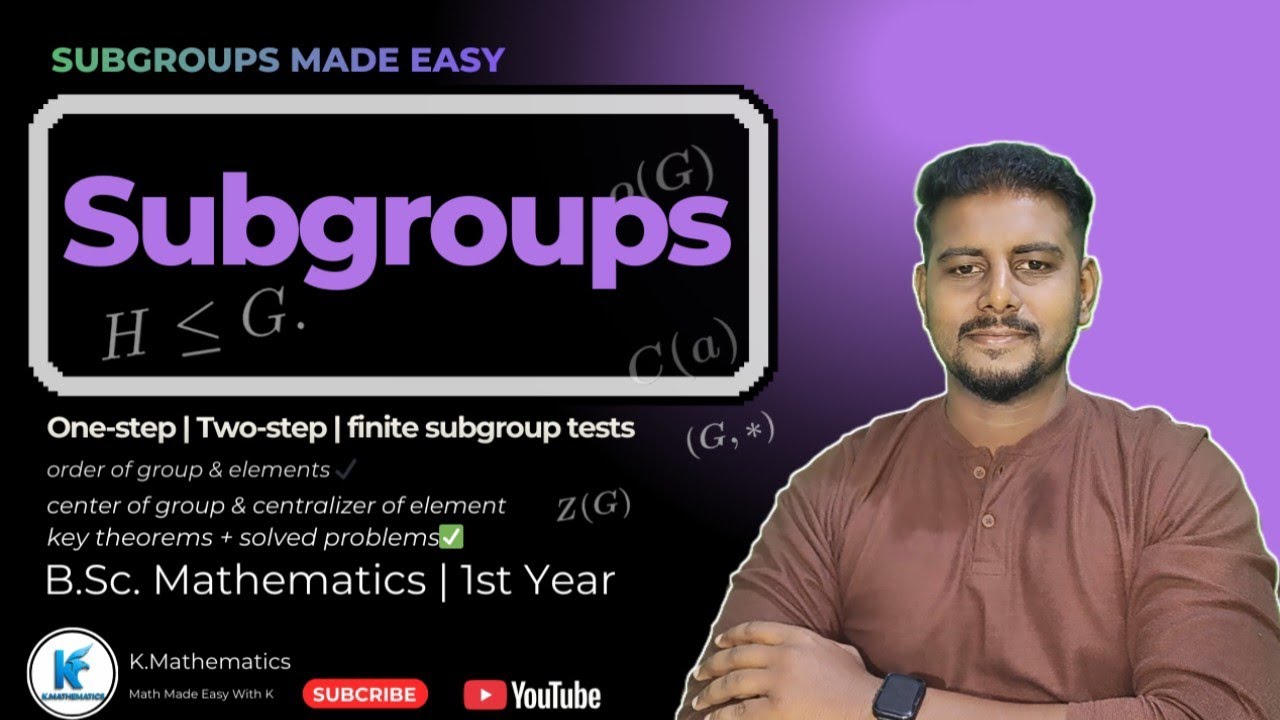 Subgroups in Group Theory | Order of Group, Subgroup Tests & Center | B.Sc. 1st Year Maths