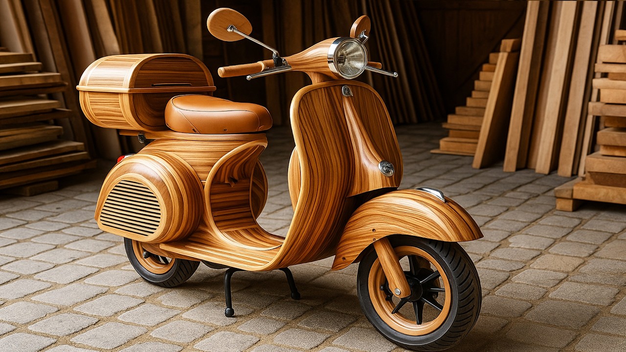 Handcrafted Wooden Scooter That Looks Real &ndash; Watch This Artisan Build a Vespa from Solid Wood