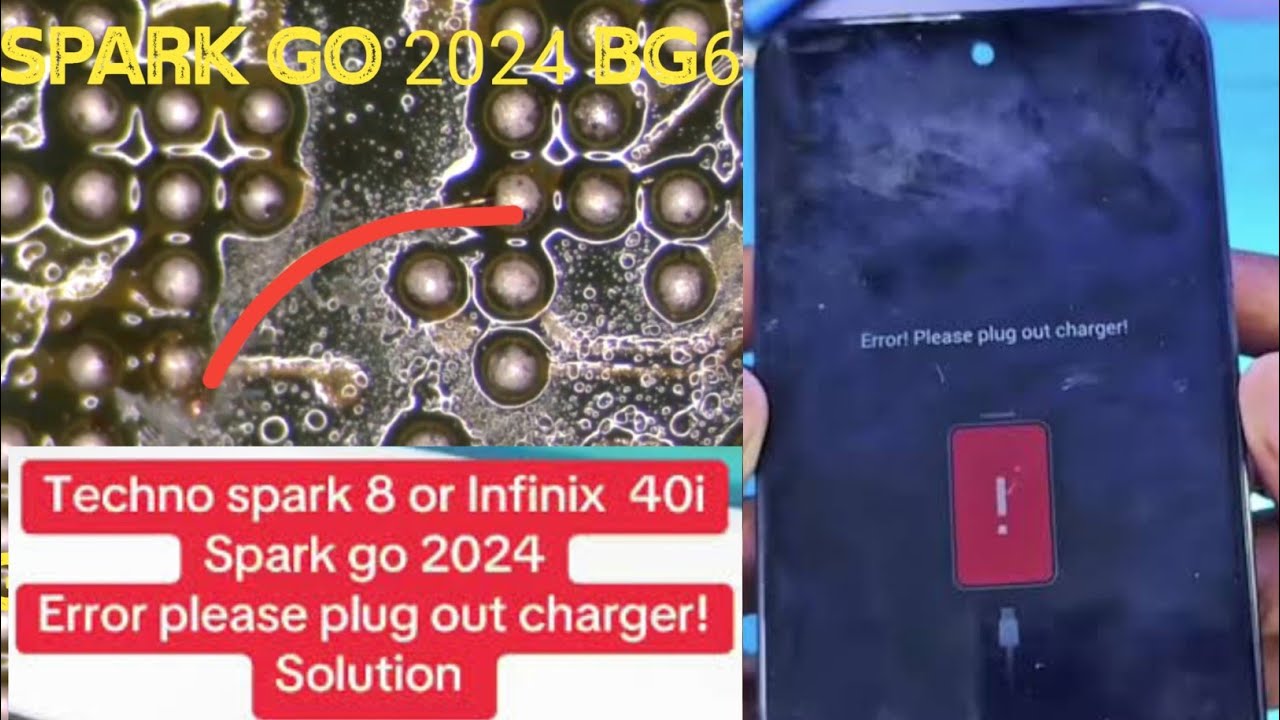 Tecno Spark GO 2024 BG6 Charging error please plug out charger 100% fix