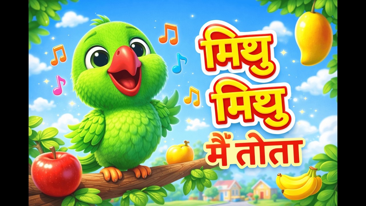 मिथु मिथु मैं तोता 🦜 | Hindi Kids Song | 3D Cartoon Animation | Rhymes for Children