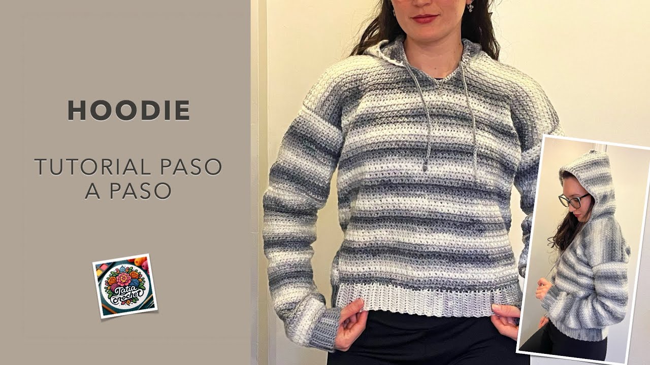 Suéter con capucha a crochet 🧶 | Hoodie Paso a Paso