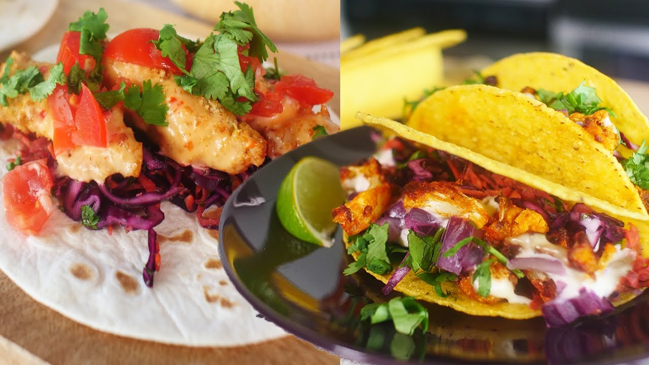 3 VEGAN TACOS | Buffalo Cauliflower Wing Tacos | Bang Bang Fish Tacos | The Edgy Veg
