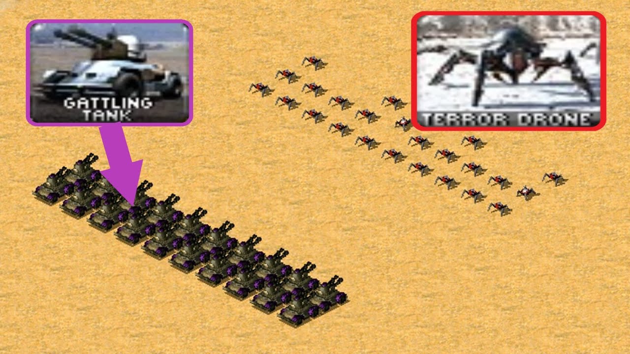 Gattling Tank vs Terror Drone - Same Cost - Red Alert 2