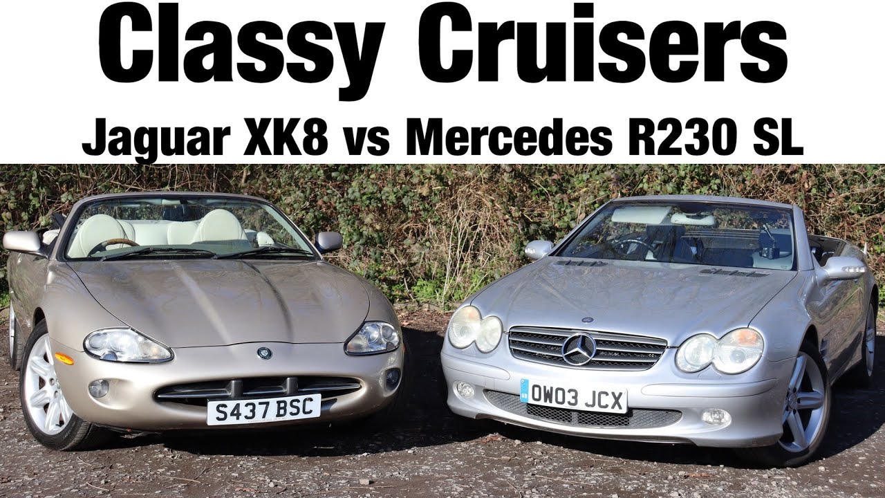 Jaguar XK8 против Mercedes R230 SL — роскошные кабриолеты GT! (Дорожный тест X100 4.0 1998 года и...