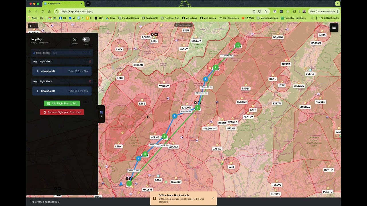 Multi-Leg Flight plan for VFR pilot