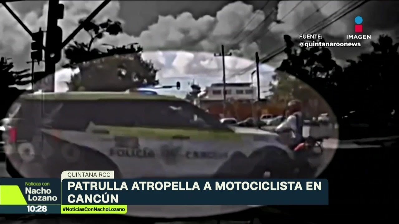 ¡Por pasarse el alto! Una patrulla de la policía municipal de Cancún atropelló a un motociclista