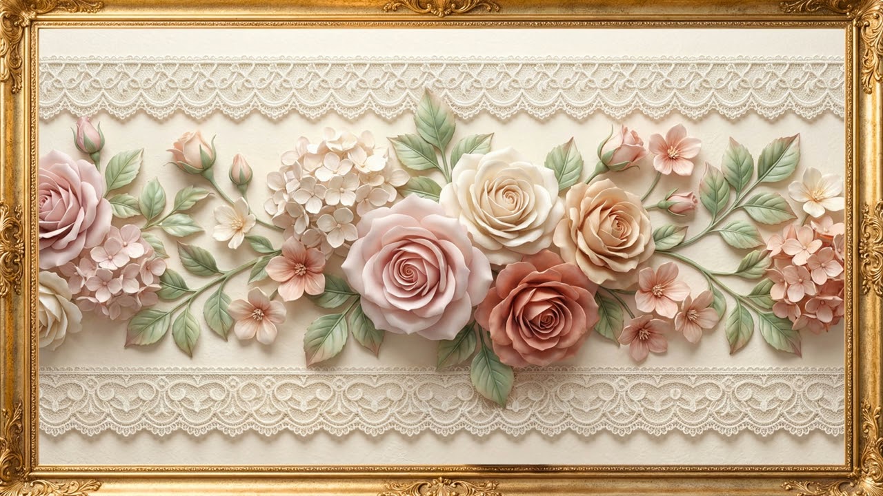 Elegant 3D Floral Wall Art 🌸  Luxury Vintage Roses  Ultra Realistic Octane Render 4