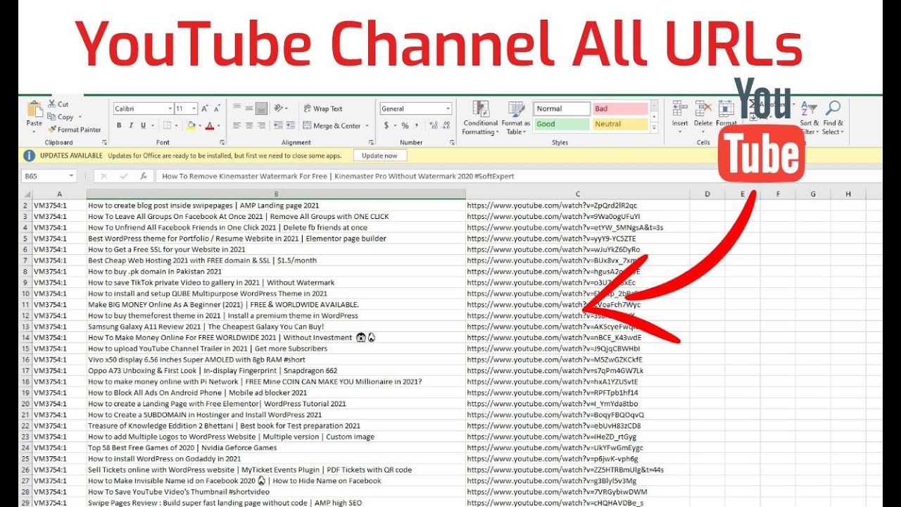 How to Copy All The Titles And URLs From YouTube Channel in 2021