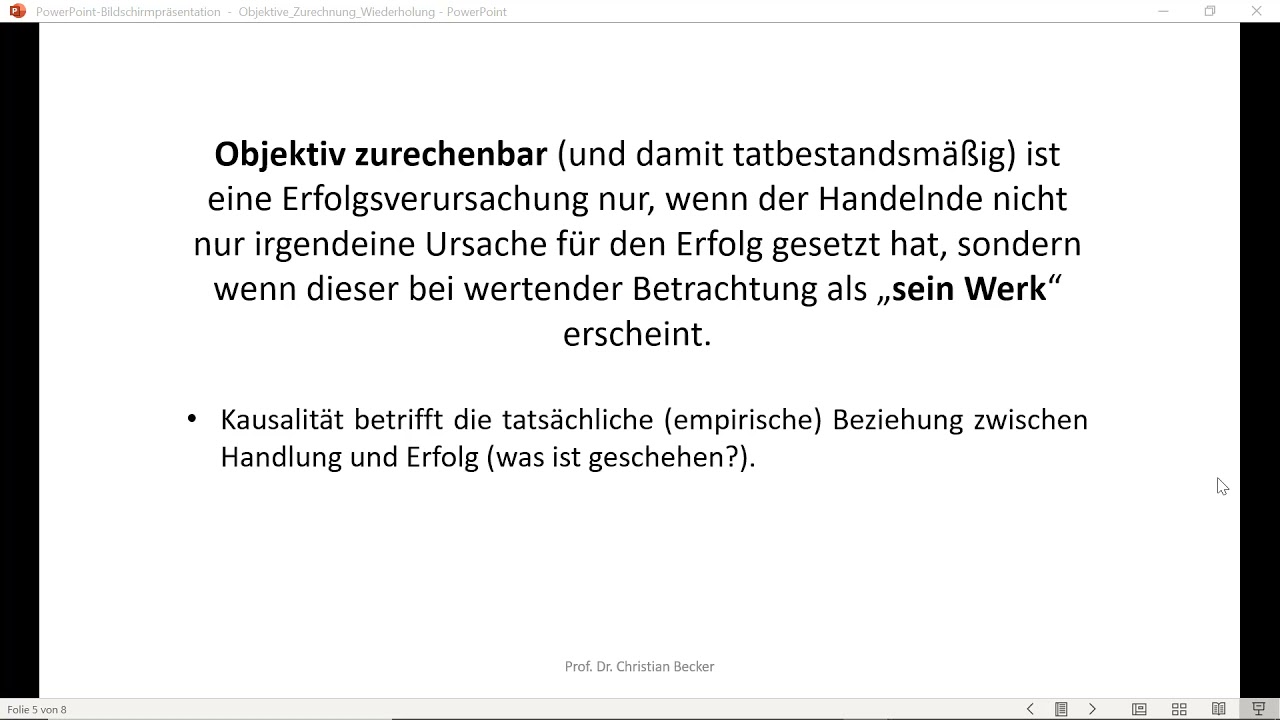 Strafrecht GK I - Wiederholungseinheit objektive Zurechnung