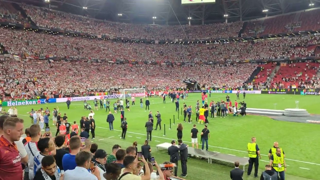 Sevilla FC fans singing anthem after 2023 UEFA Europa League triumph
