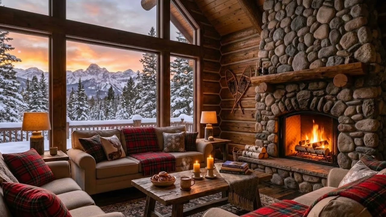 Snow Falling, Fire Burning, Jazz Playing ☕❄️ The Ultimate Cozy Cafe Ambience 🔥