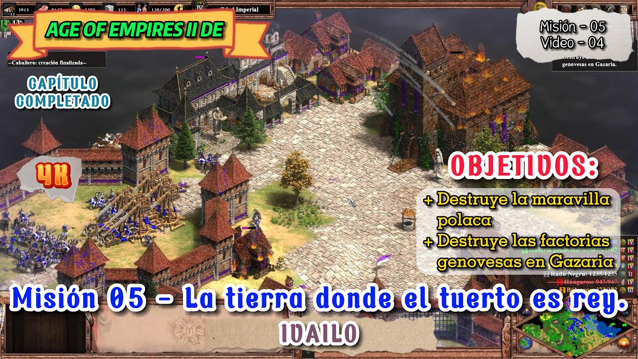 Age of Empires II DE 4K | Misión 05 completada - La tierra donde el tuerto es rey. (Video - 04).