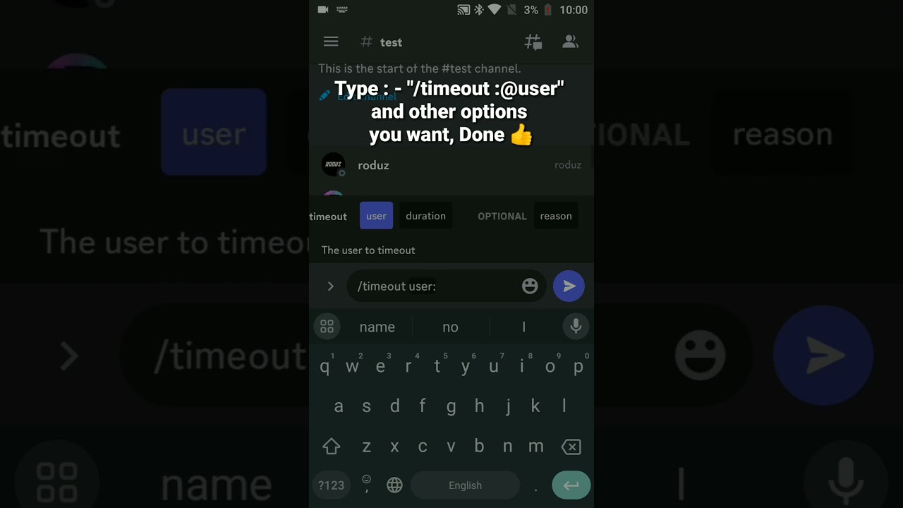 How to setup a⌛timeout in discord using Slash command in Discord Mobile #roduz #discord #tutorial
