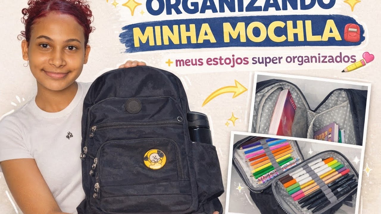 ORGANIZANDO MINHA MOCHILA 2026🎀 *mochila e estojos* meu material escolar 2026