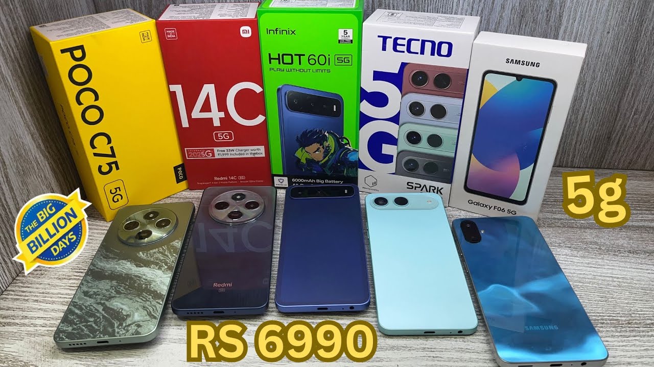 Infinix Hot 60i 5g vs Tecno Spark go 5g vs Poco C75 5g vs Redmi 14c 5g vs Samsung F06 5g 