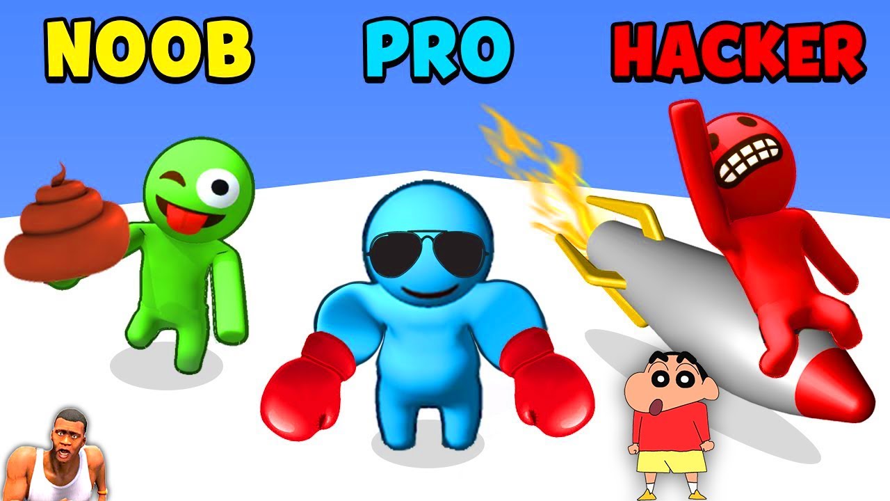FIGHTING with THOR HAMMMER and more with SHINCHAN and CHOP | Merge Fighter NOOB vs PRO vs HACKER