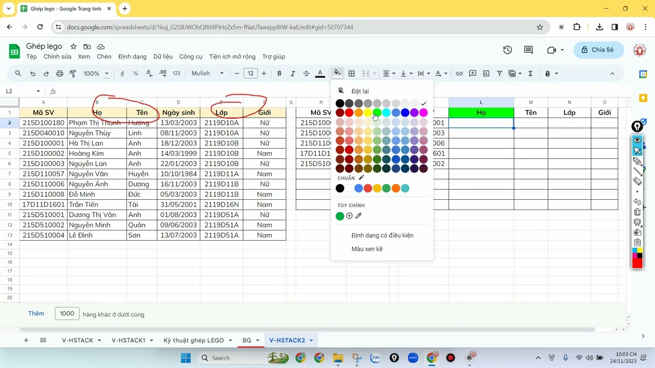 Kỹ thuật đặt công thức ở dòng tiêu đề trong Google Sheets