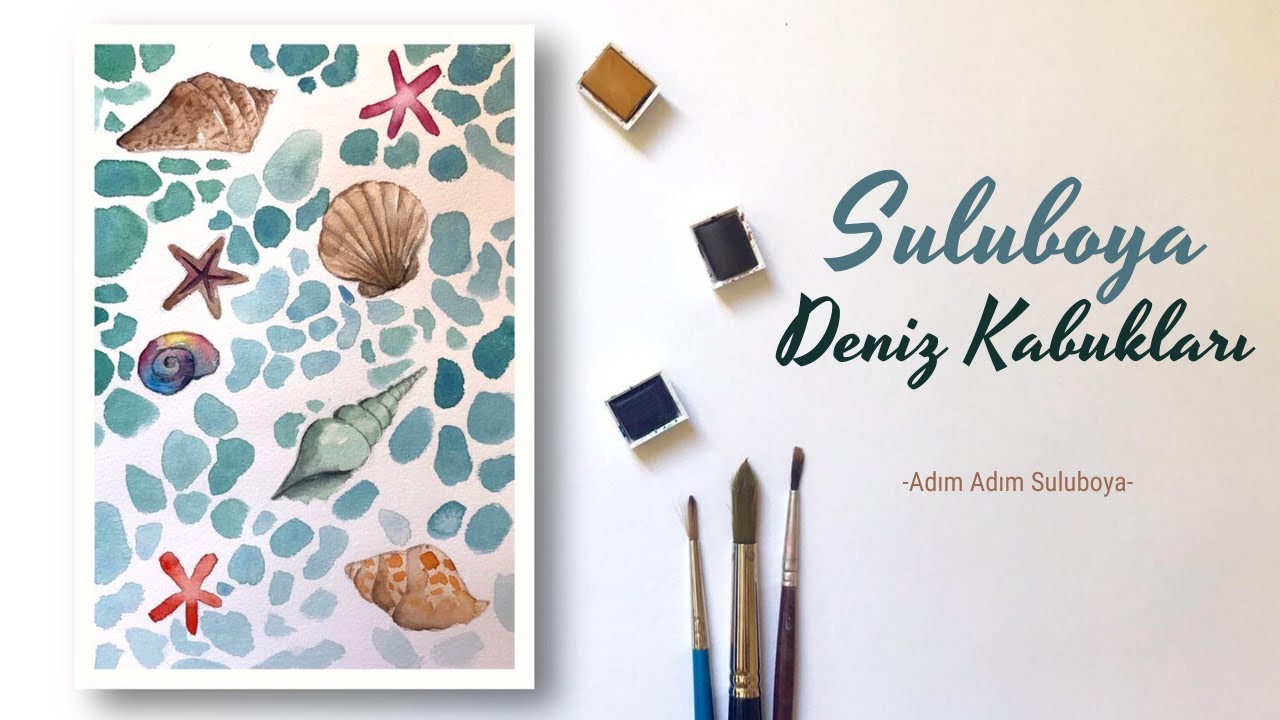 SULUBOYA GERÇEKÇİ DENİZ KABUĞU YAPIMI | How To Paint A Realistic Seashell