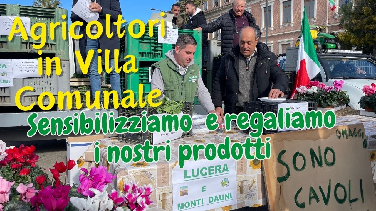 Protesta Agricoltori: In Villa Comunale "Sensibilizziamo e Regaliamo i Nostri Prodotti"