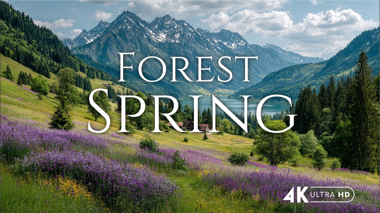 4K. Austria Forest Spring.｜The energy of nature (1111 Hz ) 1 hour handpan music. 🌸