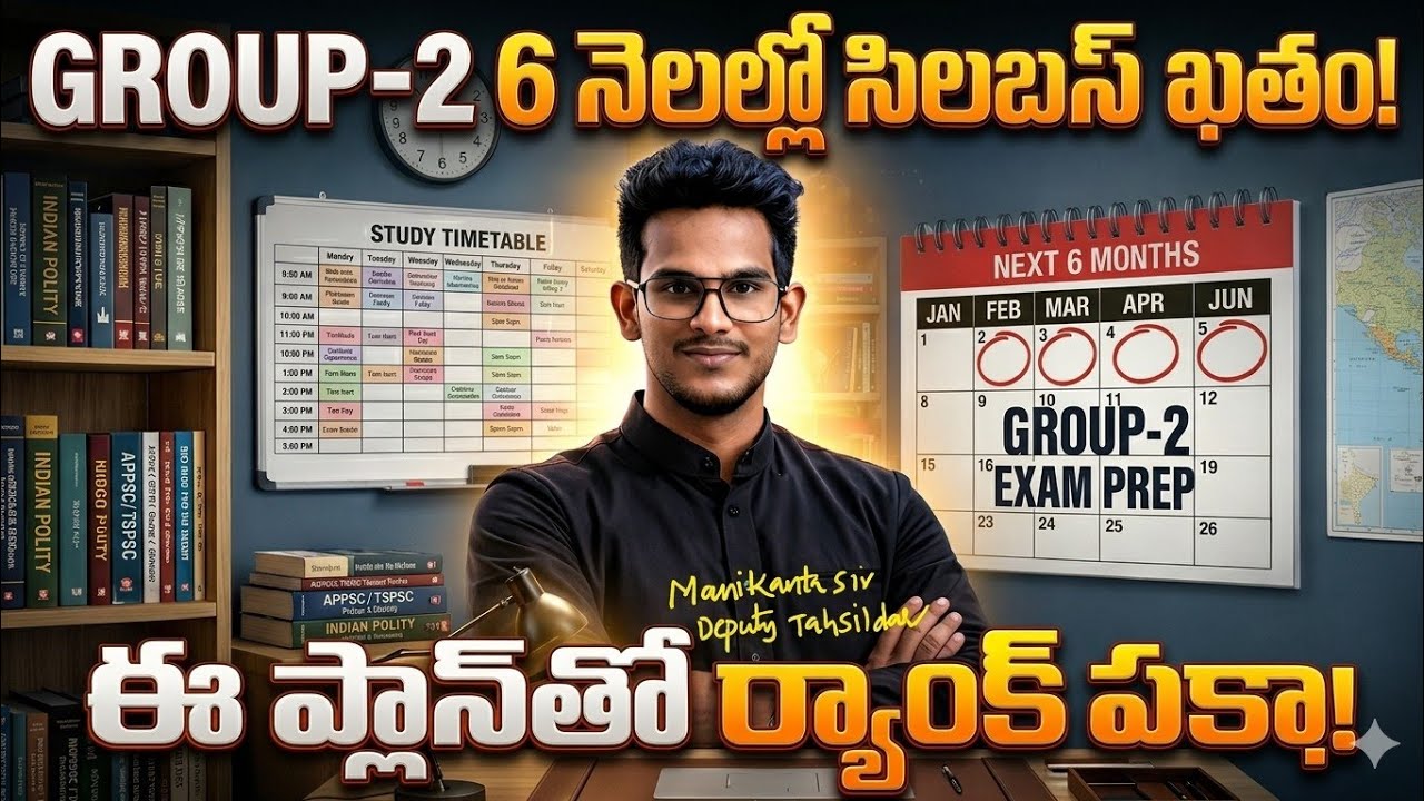 GROUP-2 6 నెలల్లో సిలబస్ పూర్తి! 🔥 ఈ ప్లాన్&zwnj;తో ర్యాంక్ పక్కా | Study Plan 2026| Manikanta sir 