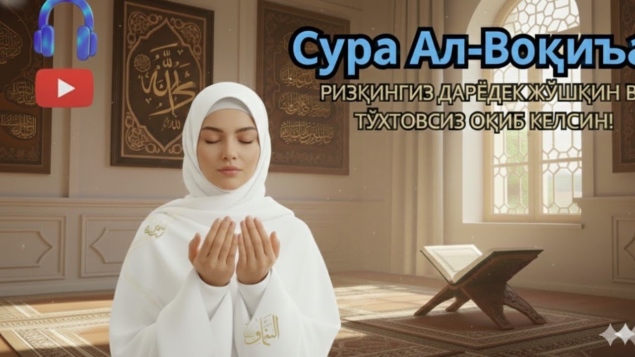 РИЗҚ ВА БАРАКА КЕЛТИРУВЧИ СУРА — ВОҚЕА СУРАСИ (Гўзал қироат)🎧