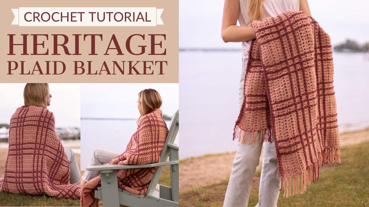 Урок по вязанию крючком пледа Heritage Plaid | простая схема вязания крючком пледа шаг за шагом |...
