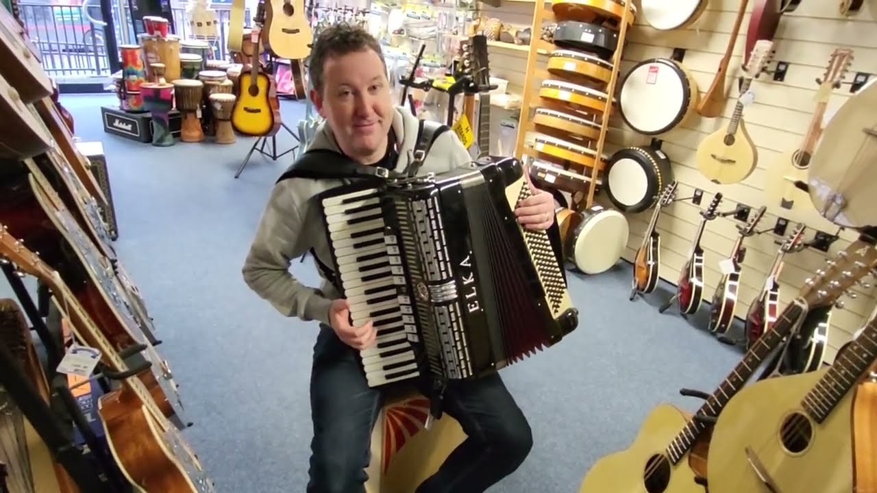 Mark playing an Elka 120 Bass Piano Accordion @ Hobgoblin Music Birmingham