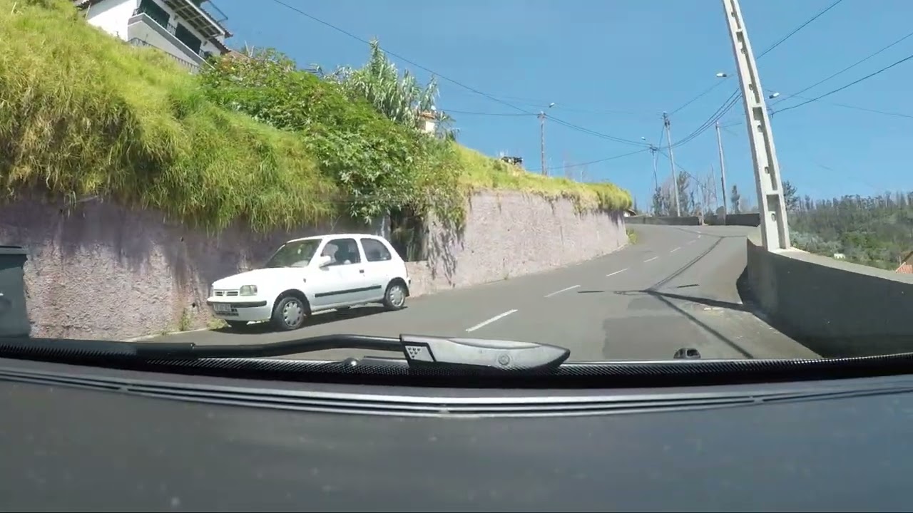 Driving a very steep road in Madeira
