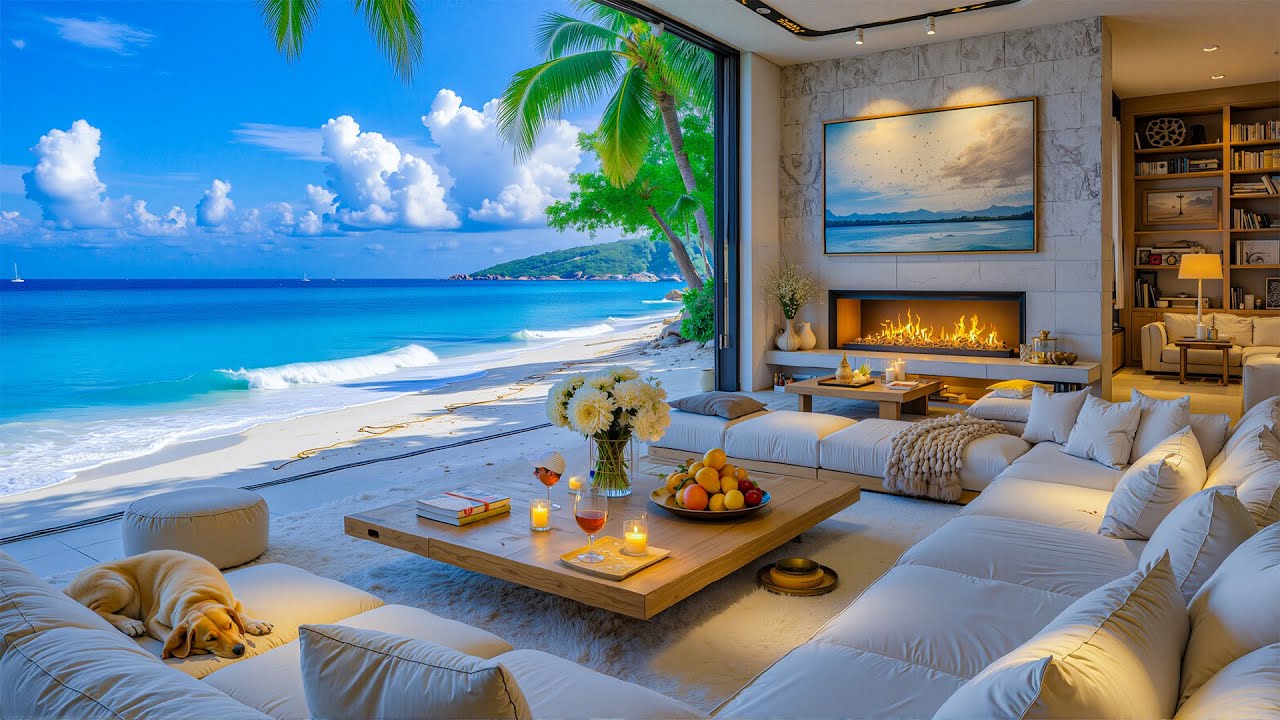 Jazz Instrumentals With Ocean Waves For A Positive Mood - Morning Jazz In A Luxury Beach Lounge