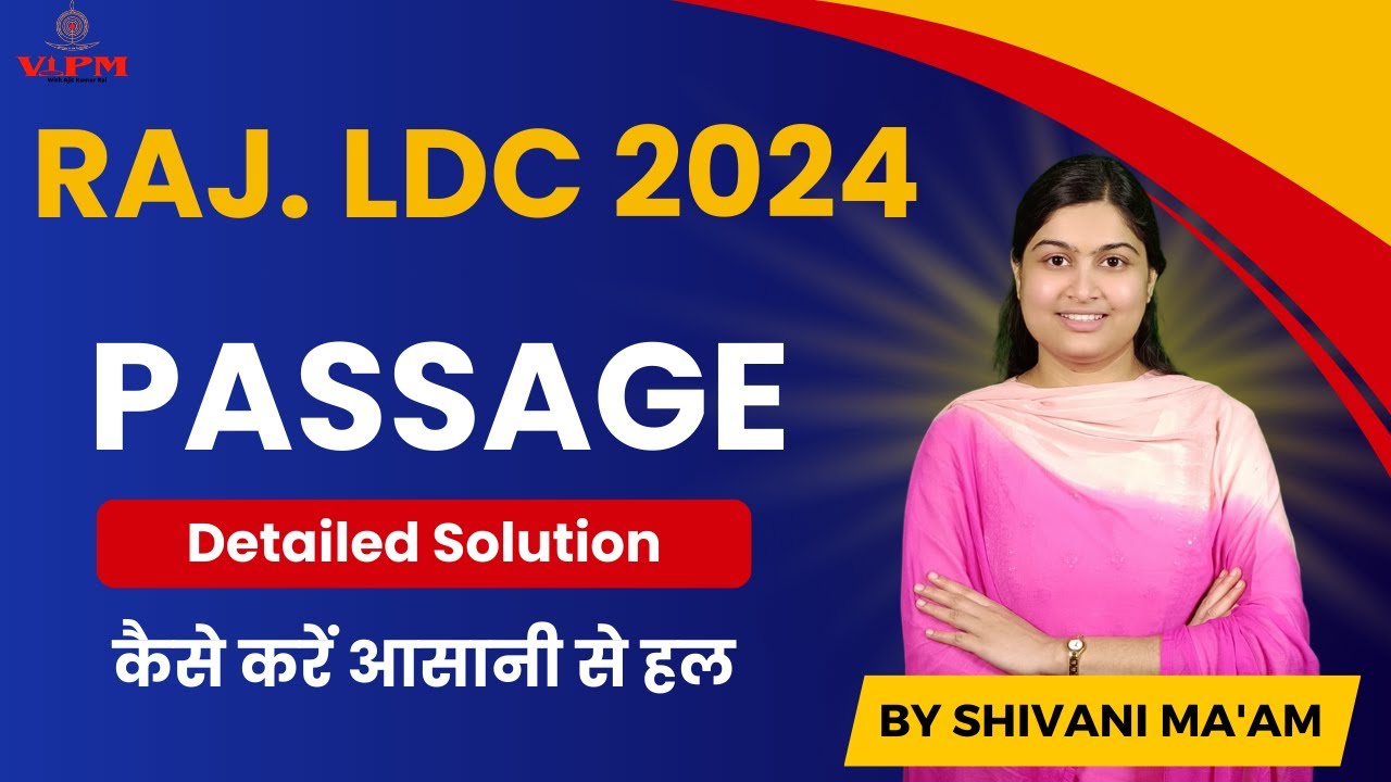 Raj. LDC 2024 By Shivani Ma'am || Important Passage class for Raj. LDC