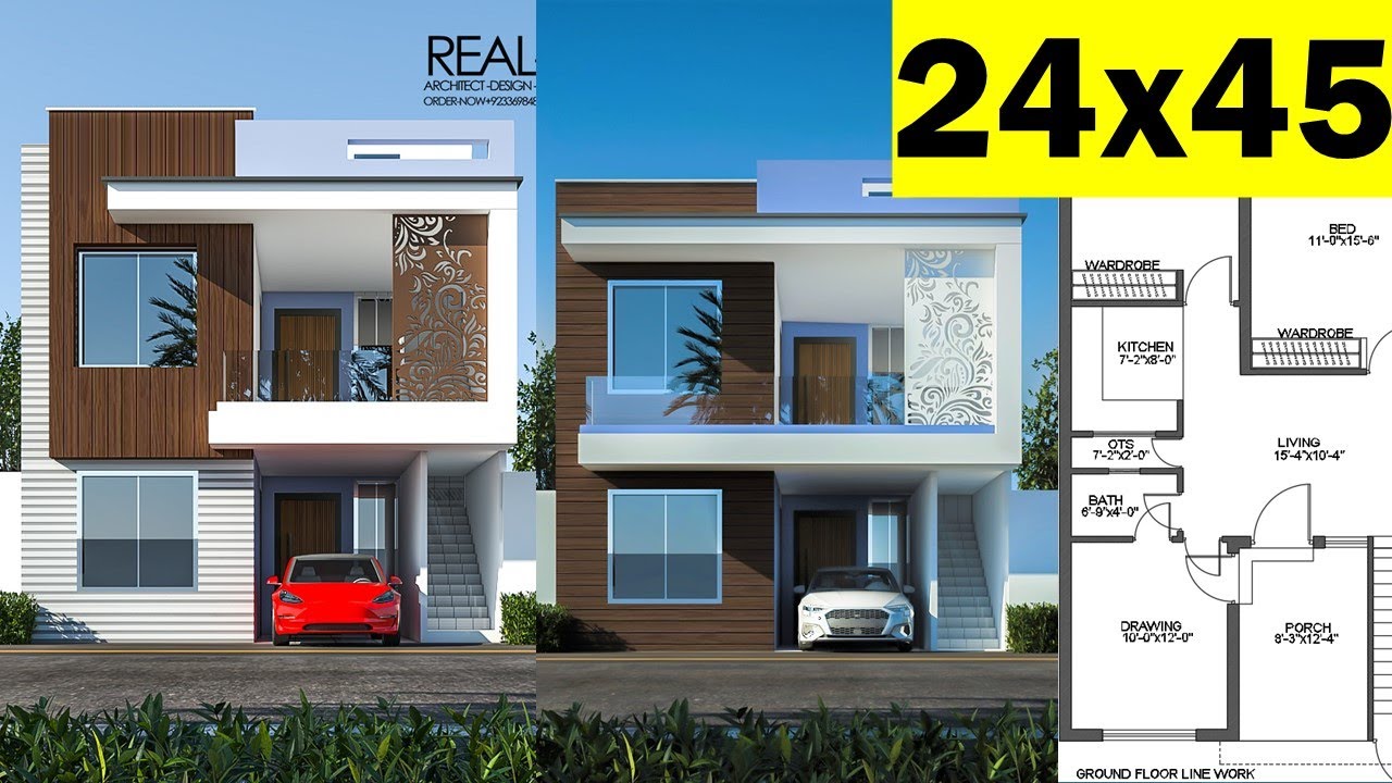 24x45 house plan 3d || 24 x 45 house design || 5 marla house map 3d | pakistani house  -Plan#155