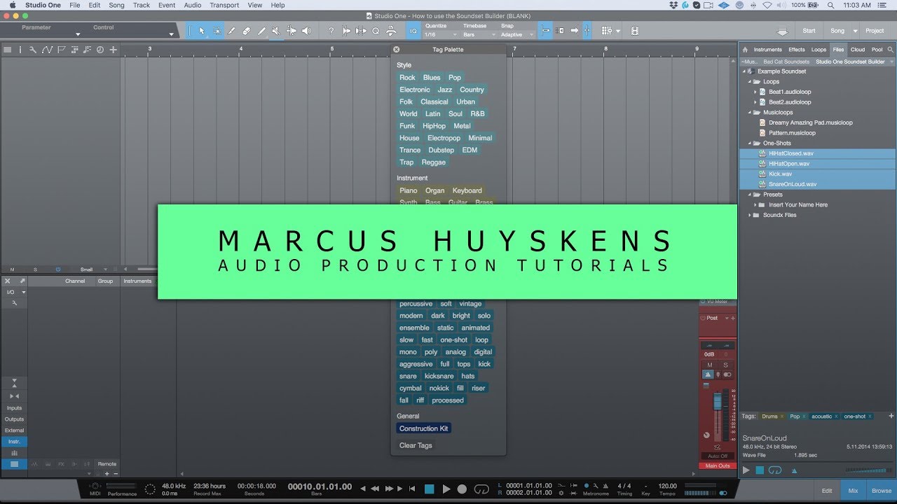 Adding Tags To Your Custom Sound Set In PreSonus Studio One